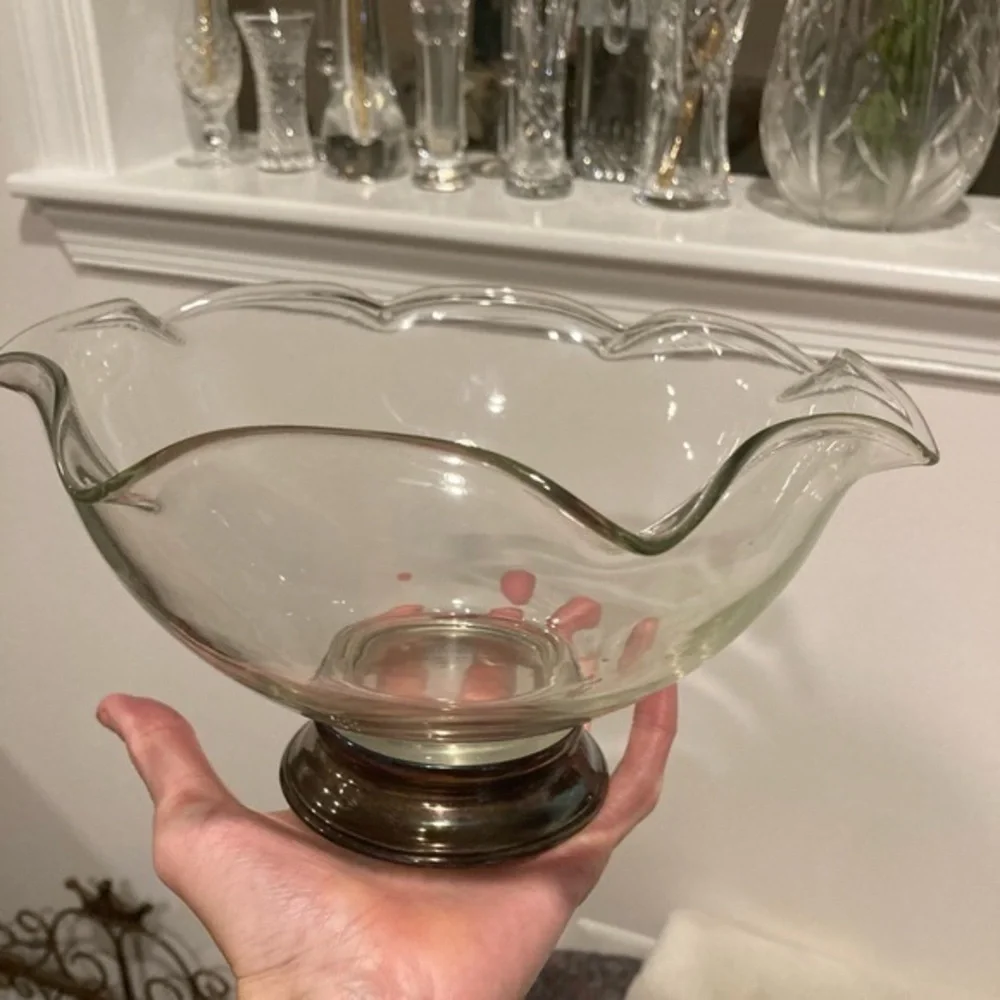 Sterling silver footed glass centerpiece bowl vintage beautiful